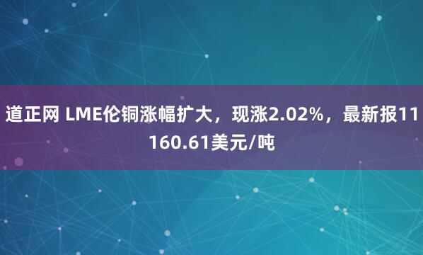 道正网 LME伦铜涨幅扩大，现涨2.02%，最新报11160.61美元/吨